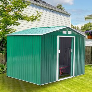 Abrigo para o Jardim Tipo Barraco em Metal – 277x191x192cm Verde