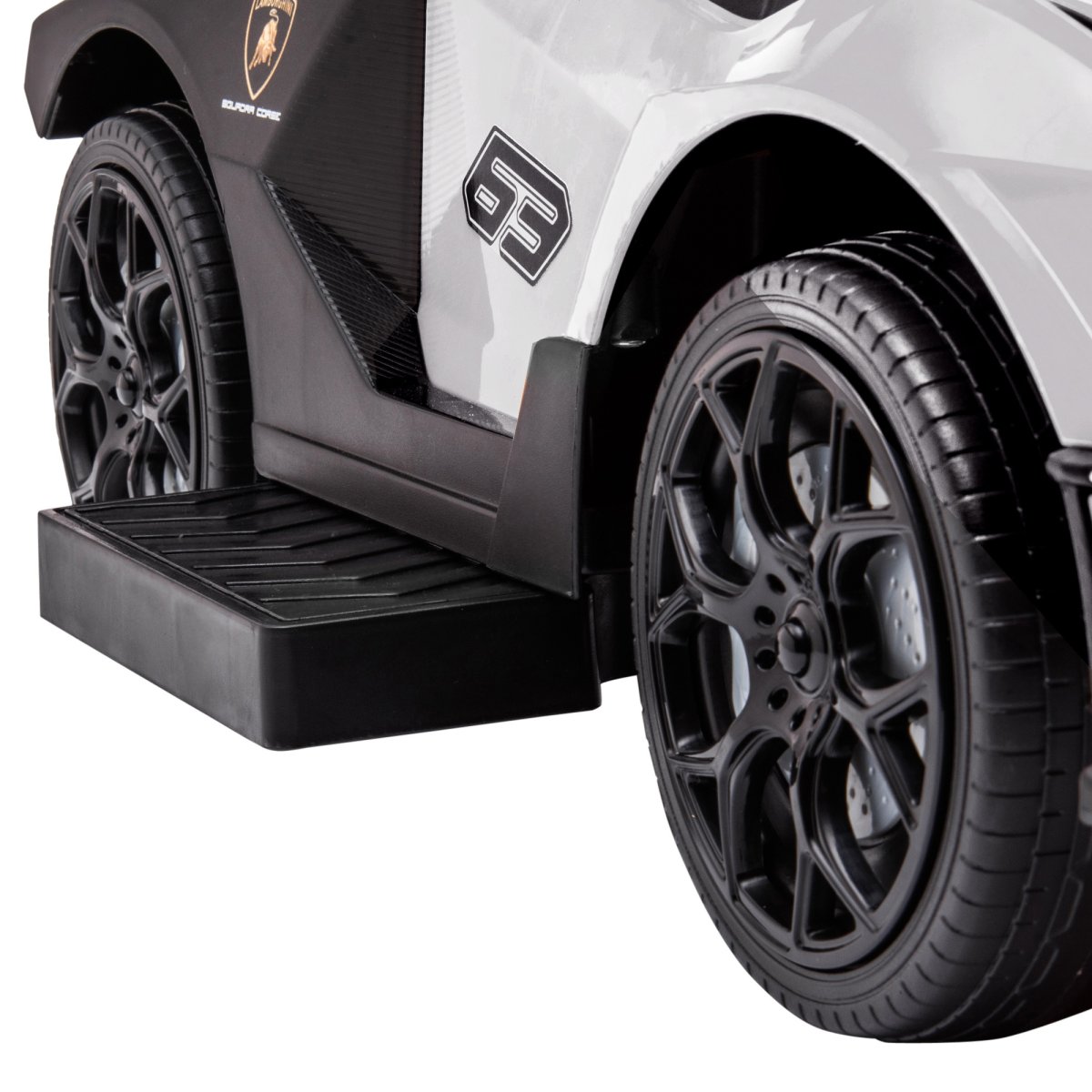 2 em 1 Carro Andador para Crianças 12-36 Meses Lamborghini Essenza SCV2, Carro Andador com Buzina, Guiador e Grade de Segurança Removível 86,5x40x89,5cm Branco e Preto - Image 8