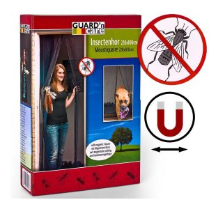 Mosquiteiro Para Porta 2 Peças 100X220Cm Com Velcro Para Fixaçao E Iman Cor Preto