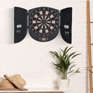 Alvo Eletrônico Digital com 6 Dardos até 8 Jogadores, 46.5×4.4×50.5 cm Preto