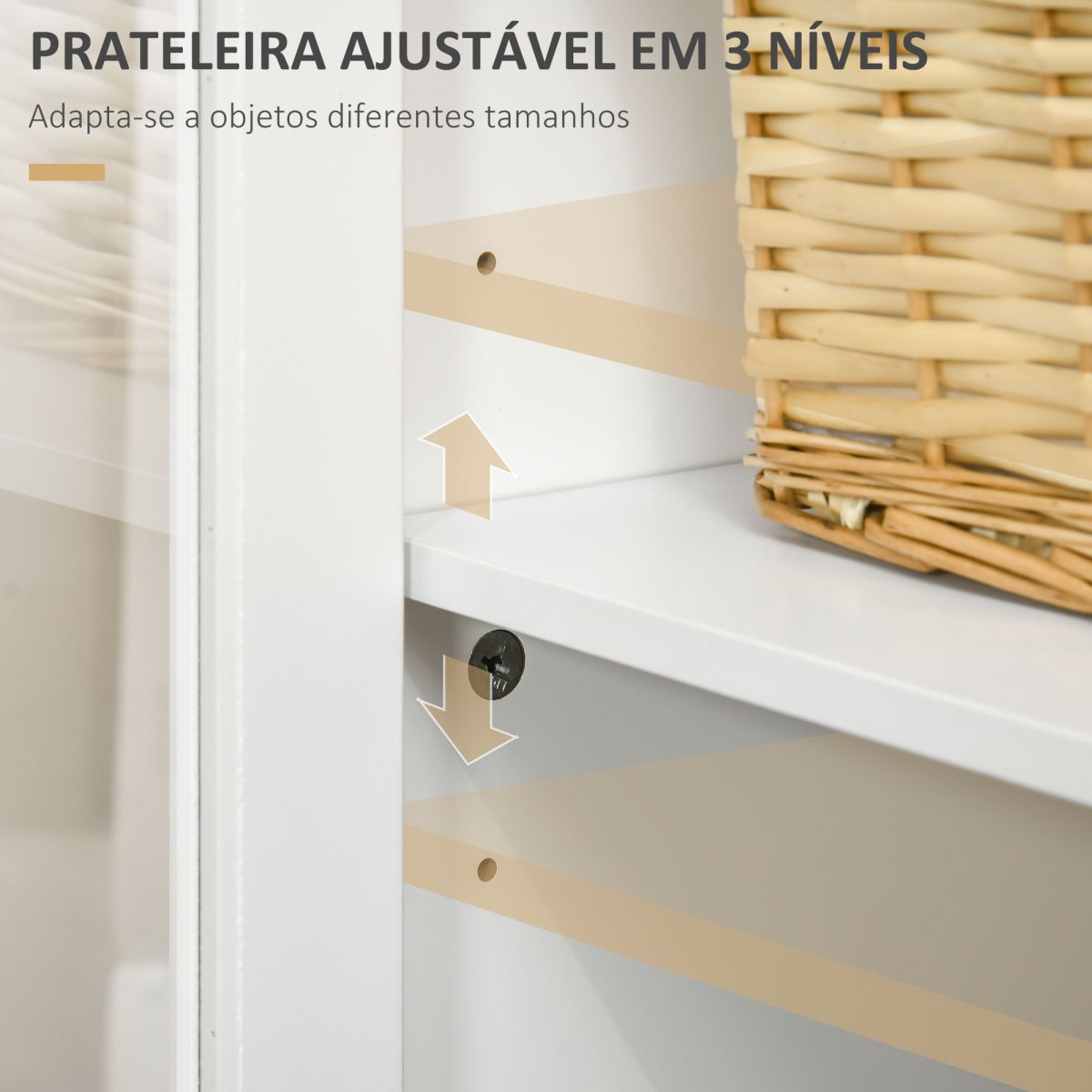 Aparador para Sala de Estar com 2 Portas de Vidro, 3 Gavetas e Prateleira Ajustável 120x40x70 cm Branco e Madeira - Image 6