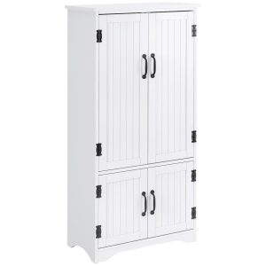 Armário de Cozinha com 4 Portas e Prateleiras Ajustáveis 60x30x123 cm Branco