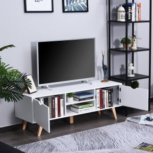 Armário de Televisão com armários Prateleiras 150x39x50 Branco