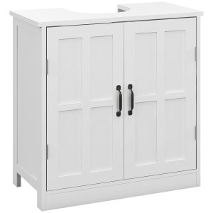 Armário para Casa de Banho com 2 Portas e Prateleira Interior Ajustável Capacidade 20 kg 60x30x60 cm