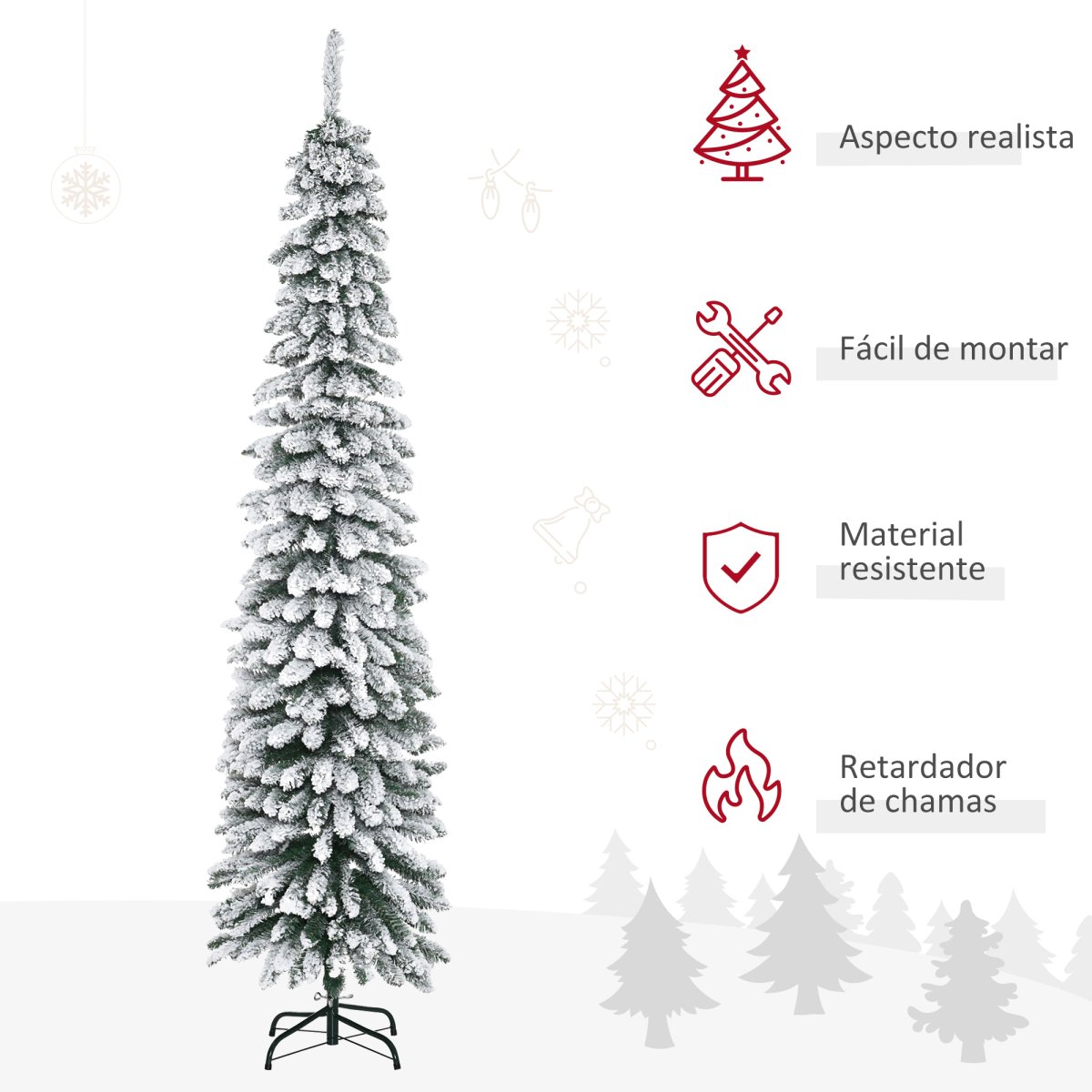 Árvore de Natal Artificial 210cm com Neve com 490 Ramos, Folhas de PVC, Base Dobrável e Suporte Metálico Verde - Image 5
