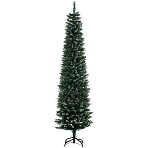 Árvore de Natal Artificial Altura 190 cm com 570 Ramos PVC Ignífugos Base Dobrável e Suporte Metálico Decoração para Interiores Ø53×190 Verde