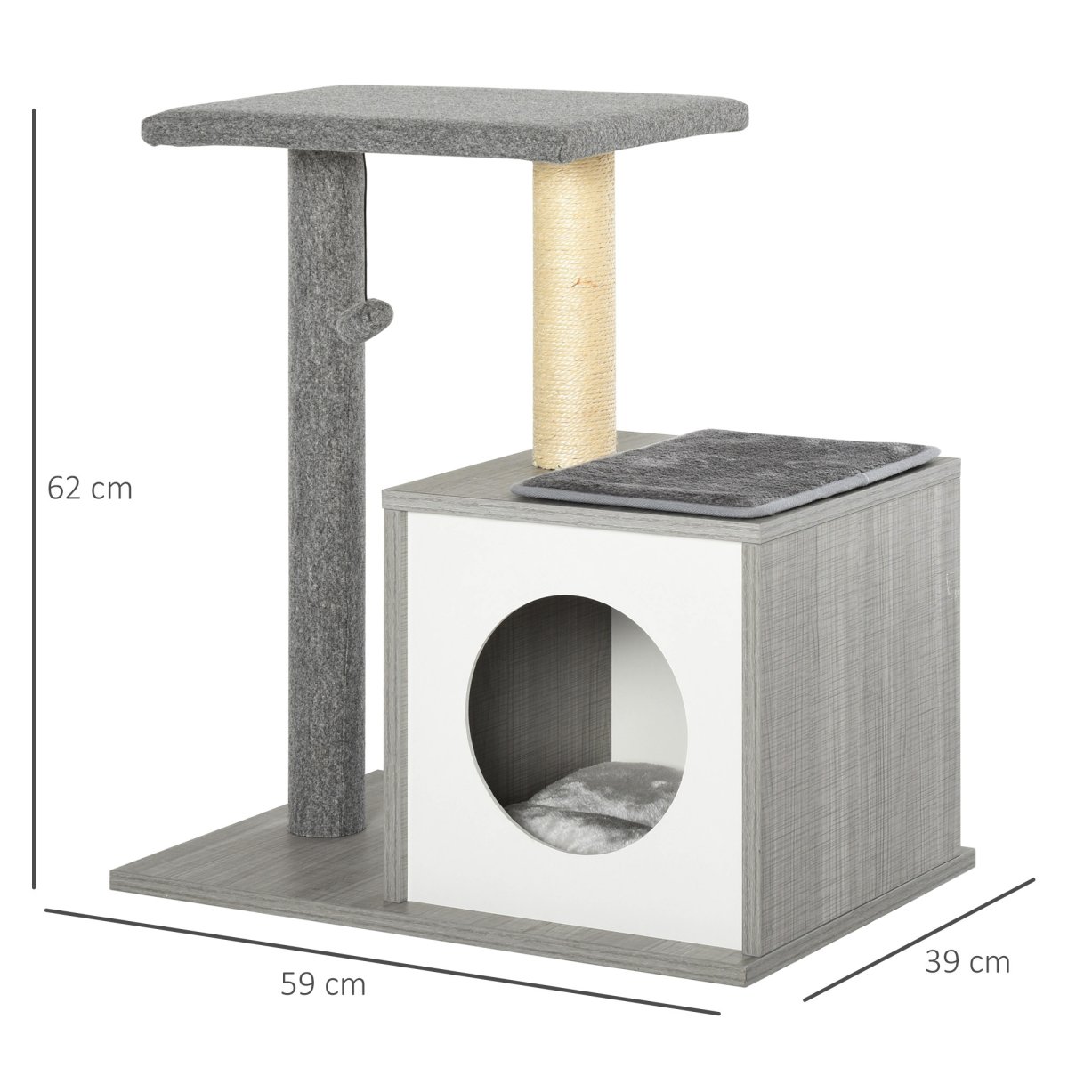 Árvore para gatos de 3 níveis, 59x39x62, cinza - Image 4