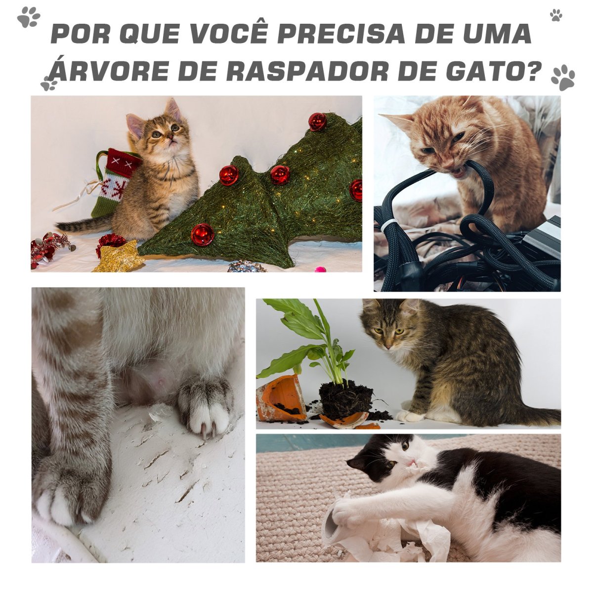 Árvore para gatos de 3 níveis, 59x39x62, cinza - Image 8