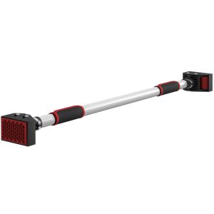 Barra de Elevação para Porta Fazer Elevações Ajustável 95 cm a 123 Carga 200 kg Exercícios e Treino em Casa Ginásio Vermelho Preto