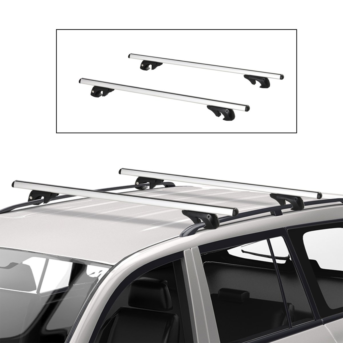 Barras de Tejadilho Universal para Carros com 125cm, 75kg, Cor Prata - Image 2