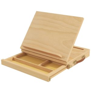 Cavalete de Madeira de Faia com Gaveta de Armazenamento 33,5x26x26 cm
