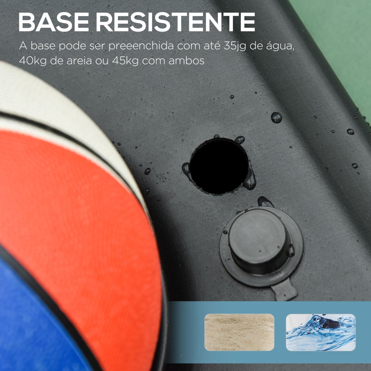 Cesto de Basquetebol com Rodas Tabela de PE e Base Recarregável - Image 6