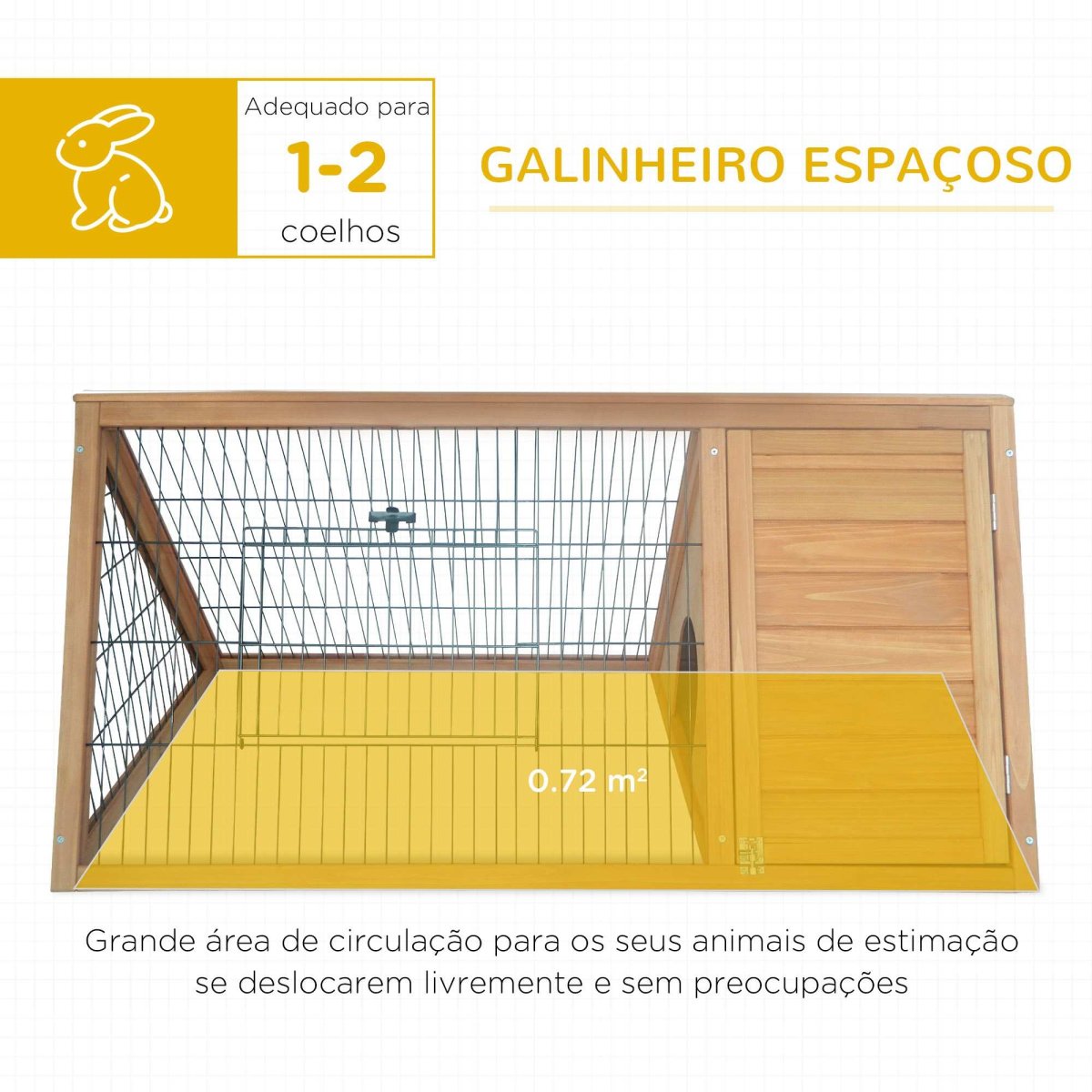 Coelheira de Madeira 116×62,2×52,5 cm Com Portas e Grade Metálica Madeira - Image 5