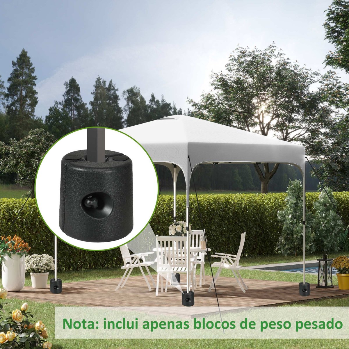 Conjunto de 4 Pesos para Tendas Dobráveis, com Maçanetas de Fixação Ø24×25,5 cm Preto - Image 3