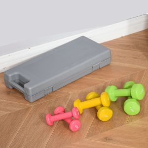 Conjunto de 6 Halteres Hexagonais 3 Pares de 1,5kg, 1kh e 0,5kg com Mala de Transporte para Exercícios em Casa Academia Multicor