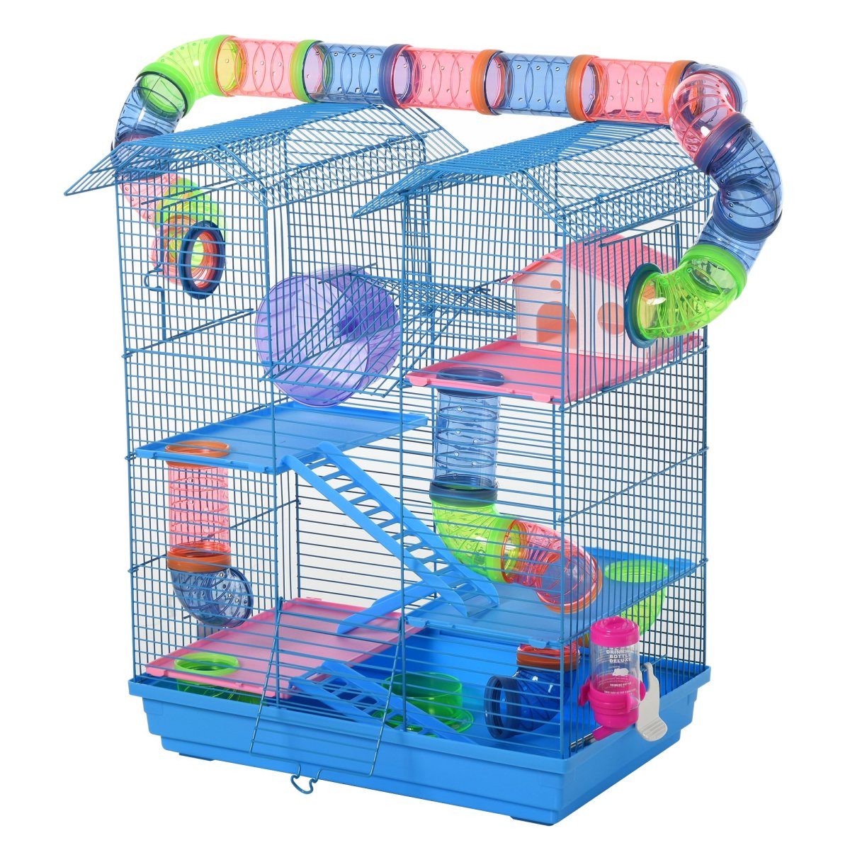 Gaiola de hamster multinível com plataformas domésticas 47x30x59 cm, Cor Azul - Image 3