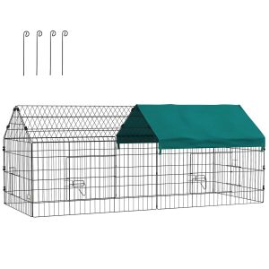 Gaiola para Animais Pequenos Roedores de Aço com Porta e Toldo Coelhos Chinchilas Galinhas 185x75x75 cm Verde