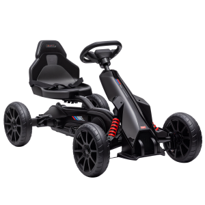 Kart a Pedais Infantil Kart a Pedais para Crianças de 3-8 Anos com Assento Ajustável em 4 Posições, Travão de Mão e Rodas de EVA Carga 30 kg Preto