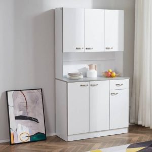 Armário de Cozinha com Prateleira Ajustável para Microondas 101x39x180 cm Branco