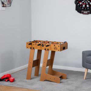 Mesa de Matraquilho para Crianças e Adultos, Matraquilho 69x37x70cm com 2 Bolas, 6 Hastes Metálicas, 2 Placares de Pontos, 18 Jogadores, Pés Dobrável para Familias Madeira