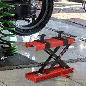 Plataforma Elevadora para Motocicletas com Altura Ajustável Carga Máxima 500kg – Preto e Vermelho