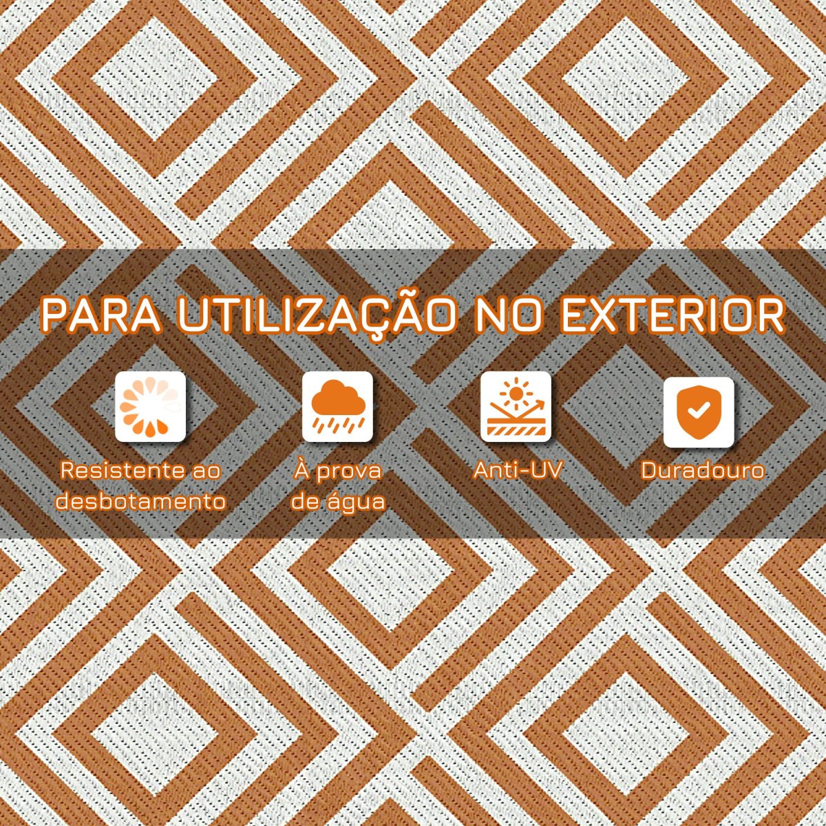 Tapete de Exterior 182x274cm Tapete Reversível de Plástico Impermeável para para Varanda Pátio Campismo Praia Marrom e Branco - Image 6