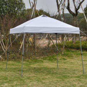 Tenda de jardim portátil dobrável de 3x3m com bolsa de transporte, rodas de aço para festas ao ar livre, Cor Branco