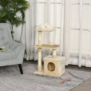 Arranhador para gatos com plataformas abrigo, Cor Bege